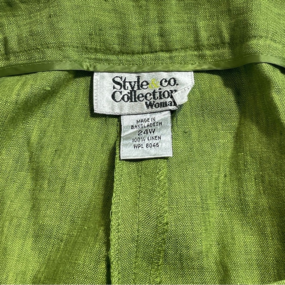 Style & Co 2pc Linen Pant Suit Set Green Blazer Pants 24W Plus - Picture 11 of 14